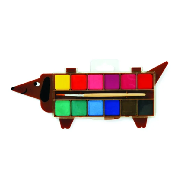 Acuarela 12 colores perrito salchicha