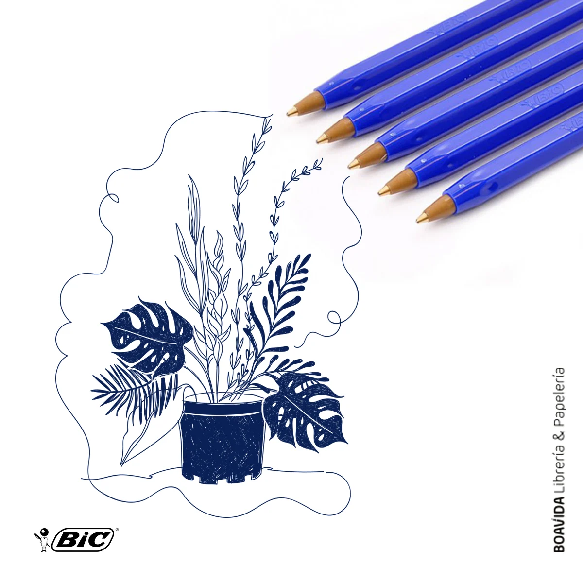 Bolígrafo Bic trazo grueso Azul opaco