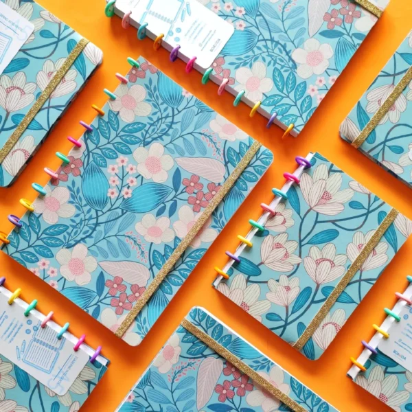 Cuaderno Con Discos A4 - Flores Aquamarine