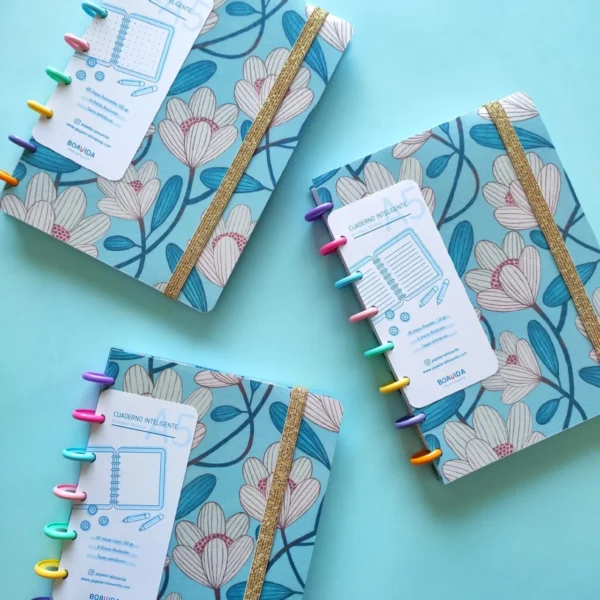 Cuaderno Con Discos A5 - Flores Aquamarine