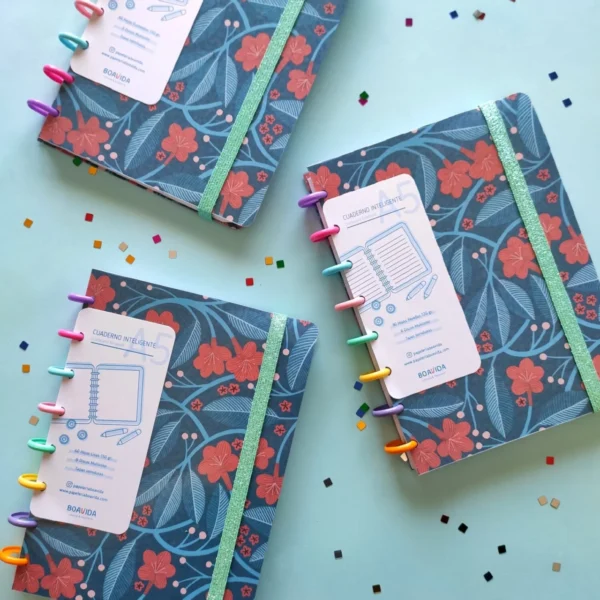 Cuaderno Con Discos A5 - Flores Rojas