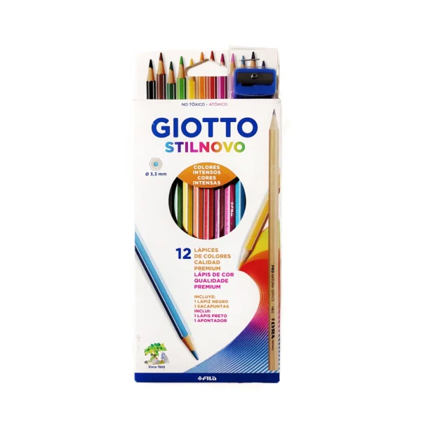 Lápices Giotto Stilnovo x12 colores + sacapuntas