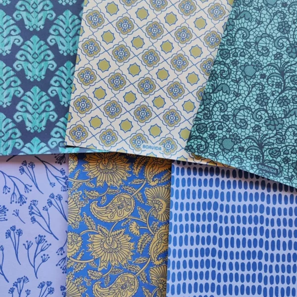 Set 40 papeles para Scrap - "Bótanica Bluegreen"