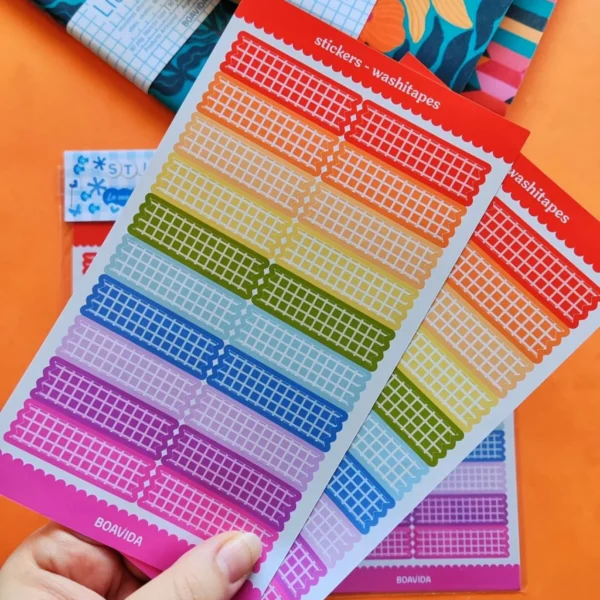 Sticker Washitape - Rinbow Cuadriculado
